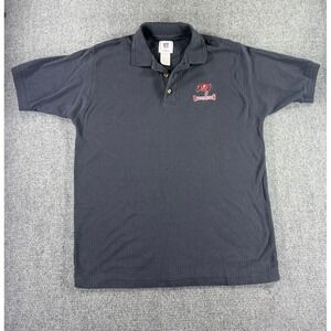 NFL Tampa Bay Buccaneers Mens Large Black Ribbed Cotton Embroidered Polo Shirt